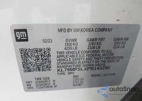 2023 Chevrolet Trailblazer Lt z USA, uszkodzony, nr VIN KL79MPSLXPB140290